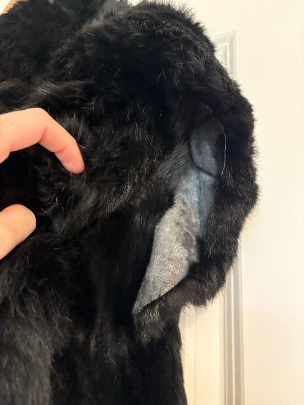 Vintage Genuine Rabbit Fur Coat Black Oversized Fits Like A Women’s XL 2X - Picture 15 of 16